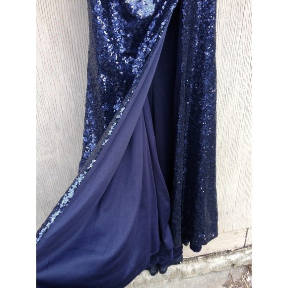 Alyce Paris 60304 Midnight Navy Blue Sequin Prom Formal Dress Gown Size 12 - Picture 7 of 13